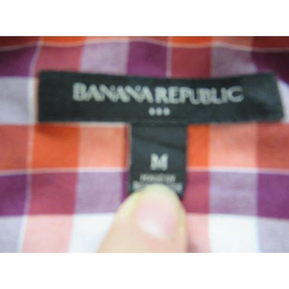 Banana Republic Shirt Mens Medium Long Sleeve Plaid Red Purple Buttoned Down